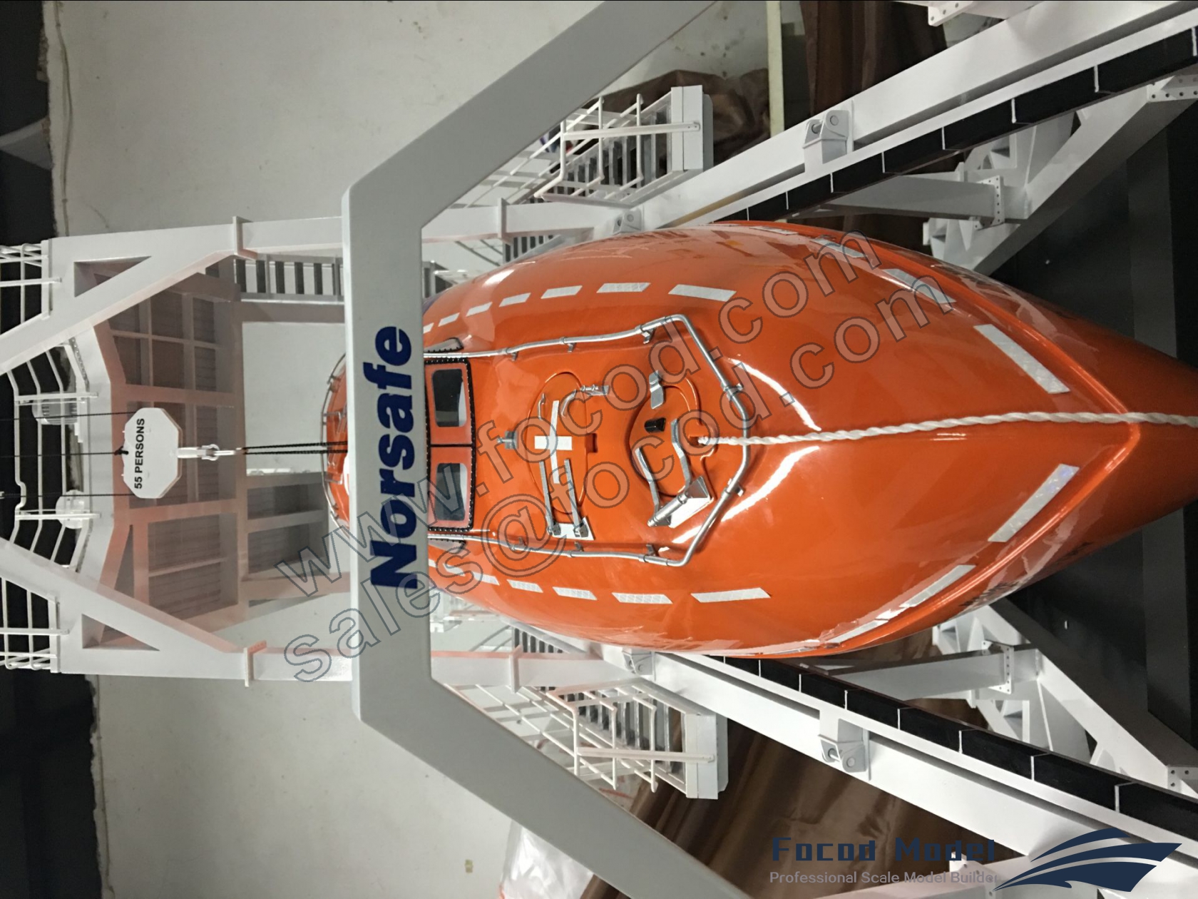 custom made model of Free Fall Liftboat with davit system
